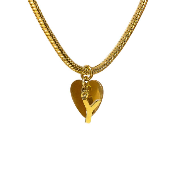 bracciale snake ciondolo lettera Y e cuore acciaio placcato oro vestopazzo