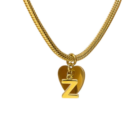 bracciale snake ciondolo lettera Z e cuore acciaio placcato oro vestopazzo