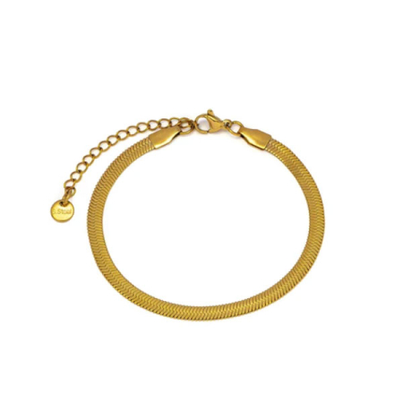 bracciale snake piatto acciaio placcato oro vestopazzo